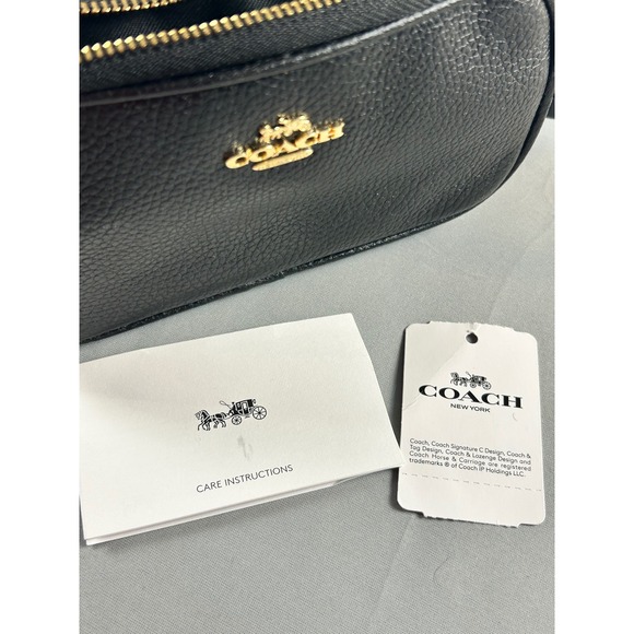 Coach C2077-F58034 Black Pebble Leather Double Zip Crossbody Bag Gold Hardware - Picture 5 of 7